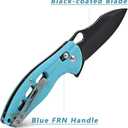 ALBATROSS Premium Hunting Folding Pocket Knife - EDC with Axis Lock, 3" Black Steel Blade, Blue FRN Handle, Quick Flipper Opening & Deep Carry Clip for Outdoor Camping, Fishing, Everyday Carry - FK036BC-BE