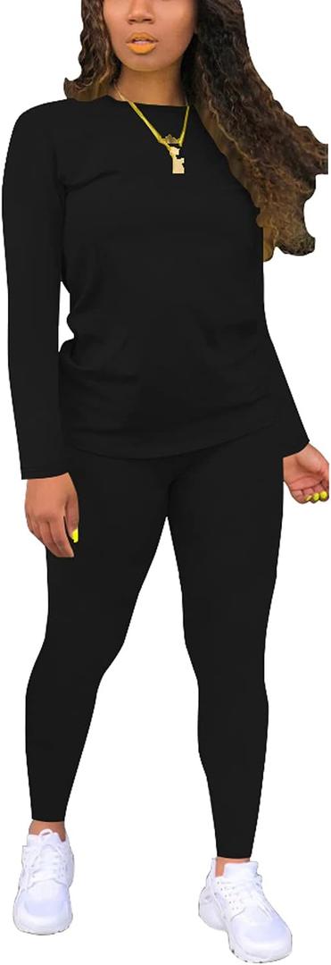 Nimsruc Two Piece Outfits For Women Casual Jogging Suit Sweatsuits Sets (XX-Large, 6540 Black)