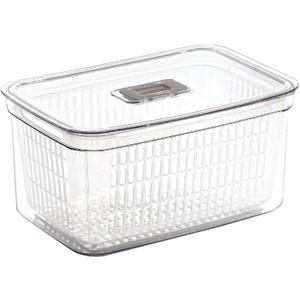 BINO | Produce Saver - 23.7 Cup/5.6L | Fridge Storage Containers for Fruits and Vegetables | Vegetable Storage with Adjustable Air Vent, Removable Basket | BPA-Free Fridge Organizers and Storage