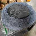 Cat Beds for Indoor Cats - Cat Bed Washable 10 inches, Dog Beds for Small Medium Dogs, Anti Anxiety Round Fluffy Plush Faux Fur Pet Bed, Thick Bottom, Dark Grey, Medium