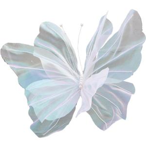 Silk Yarn Artificial Butterfly Decoration, Giant Gauze Fake Butterfly Mesh Photography Props Mariage Decor for Wedding, Outdoor, Bedroom, Parties, White