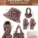 Gifts Sets for Women-5 Piece, Faux Fur Bucket Hat and Glove Set, Valentines Gifts for Her Wife Sister Girlfriends (Leopard Print Light)