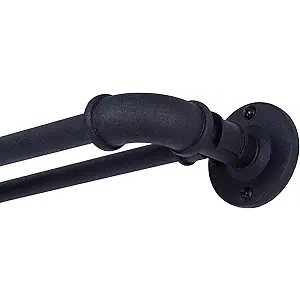 Sun Zero SN47079 Bronn Industrial Pipe Blackout Wrap Around Double Curtain Rod, 36-66" Adjustable Length, Matte Black Finish, 3/4" and 5/8" Diameter Textured Steel Tubes
