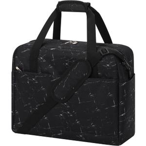 Carry on Duffle Bag for Travel - 16x7x12.5 Airline Approved Personal Item Travel Bag with Shoulder Strap for Men and Women (Marble Black)