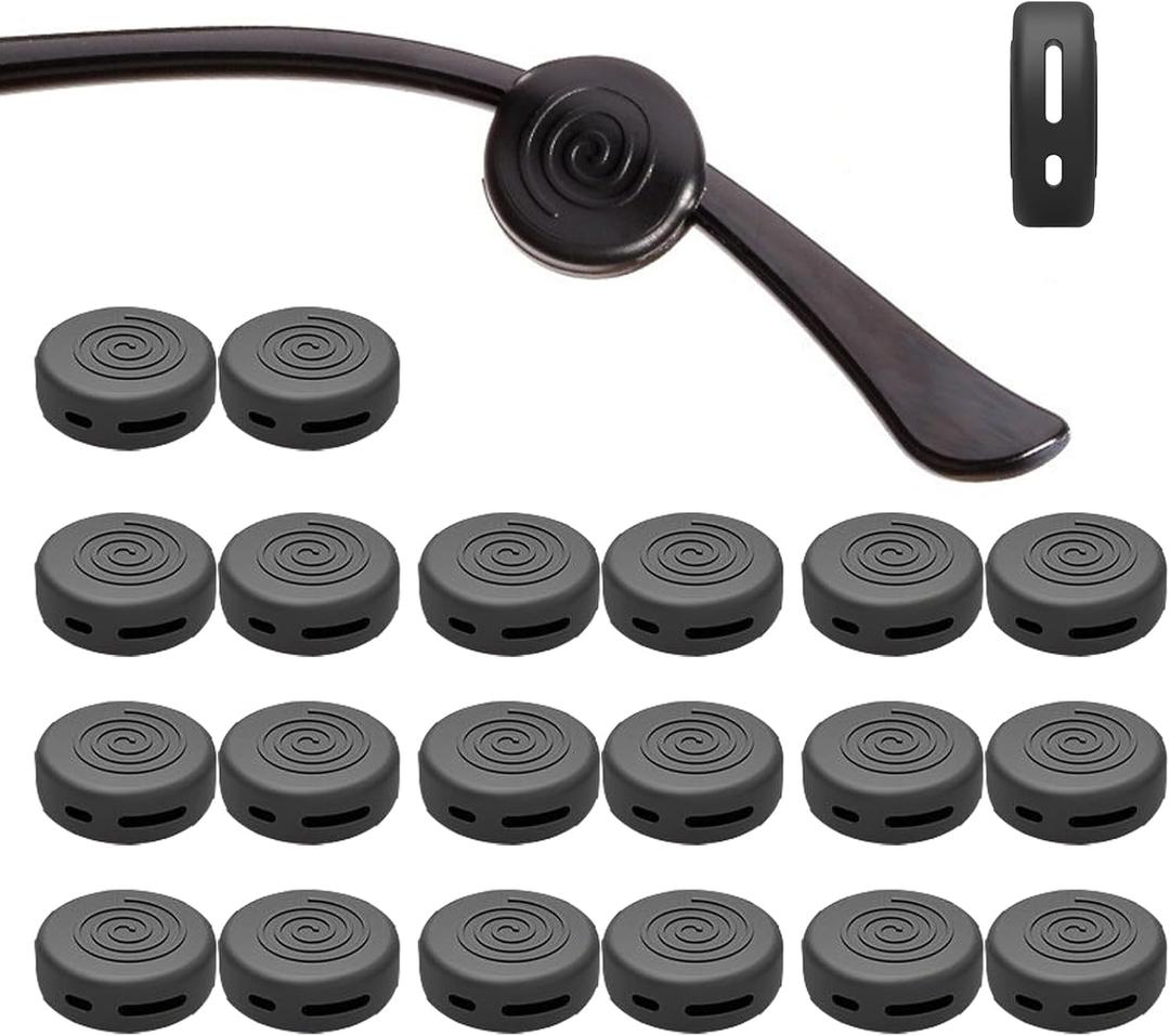 Glasses Ear Grips 10 Pairs Eyeglass Temple Tip Sleeve Holder,Silicone Ear Hook Anti-Slip For Kids and Adults (Black)