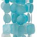 Deco 79 Wood Capiz Sq Teal Windchime 24" H-40387, 24" (6" x 6" x 24")