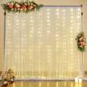 10x10ft White Tulle Backdrop Curtain with Lights String for Parties Wedding Twinkle Sheer Backdrop Curtains for Bridal Shower Birthday Party Baby Shower Photo Booth Decorations