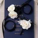 Wedding Flower Set with Rose Corsage and Boutonniere for Men (Black & White)