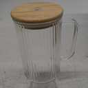 32oz Ribbed Glass Cup with Handle Bamboo Lid and Straw, Glass Tumbler, Iced Coffee Cups Hot/Cold Drinks