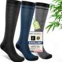 Compression Socks Women & Men, 15-20 mmHg Bamboo Viscose Knee High Soft Support for Flying Travel Daily (Large-X-Large, I1-3pairs (Dark Gray&steel Blue&light Gray))
