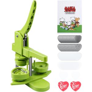 Button Maker Machine, Heart-Shaped (3rd Gen) Installation-Free, Heart Shape DIY Pin Button Maker Press Machine Kit, Badge Punch Press Machine with Free 100pcs Heart Button Parts &Magic Book (Heart - 57 mm)
