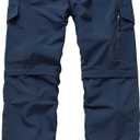 Mens Hiking Pants Convertible Outdoor Waterproof Quick Dry Zip Off Lightweight Travel Fishing Boy Scout Pants6088-Blue-38