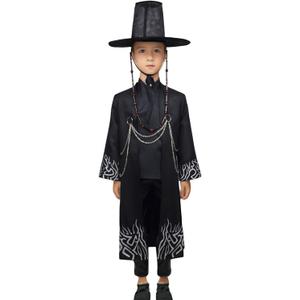 EUSKKEM Black Boys Cosplay Costume Jacket Shirt Pants Hat Accessories Halloween Outfit (Black, 140)