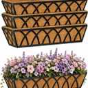 Y&M 4pcs 24 Inch Planter, Metal Window Boxes with Coco Liner, Indoor Outdoor Hanging Flower Planter for Garden, Lawn, Balcony, Porch, Fence, Patio Rail