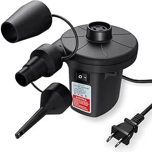 MAXEVER QuickFill Electric Air Pump with 3 Nozzles, AC 110V120V Portable Inflator Deflator for Inflatables Pool Float Toys Air Mattress Bed Couch Swim Ring Tube Raft, Black