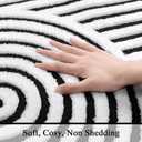 SHACOS Soft Cozy Fluffy Arch Pattern High Low Pile Rugs 3'x5' Non Slip Washable Scandinavian Minimalist Rug Modern Geometric Arc Carpet for Living Room Bedroom Dining Room, Black/White