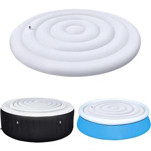 5.2 Ft Inflatable Hot Tub Cover, Round Hot Tub Cover, Energy Saving Lid for Round Hot Tub, Outdoor Inflatable Hot Tub, Foldable Protective Rain Overflow Cover for Outdoor Inflatable Hot Tubs