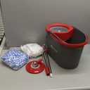 SIMPLI-MAGIC 79349 Spin Mop Cleaning System with 3 Microfiber Mop Heads, Red/GRAY,Red/Black