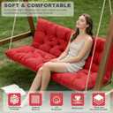 Porch Swing Cushions,Outdoor Cushions 3 Seater Replacement with Backrest, Waterproof Thickened Bench Cushion with Ties for Porch, Patio,Outdoor, Backyard and Garden (Red 60 * 40 in), 60x 40 Inches