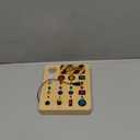 Busy Board Montessori Toys for Toddler, Wooden Sensory Board Switch Toy with Shape Sorter LED Light Up Toys Educational Plane Travel Activity for Girls & Boys