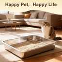 Low Entry Stainless Steel Cat Litter Box for Senior Cats, Metal Shallow Kitten Litter Box, Easy Access Kitty Litter Pan Tray, Easy Cleaning-15.75''Lx 11.81'' W x2.76'' H