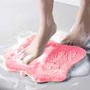 Shower Foot Scrubber, Shower Foot and Back Scrubber with Suction Cups, Shower Silicone Foot Washer for Exfoliating Massage, Pink