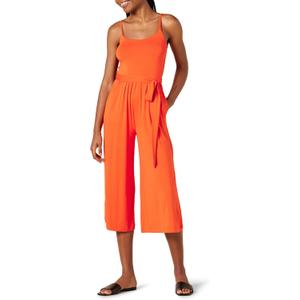 Amazon Essentials Women's Jersey Cami Cropped Wide Leg Jumpsuit (Orange, M)