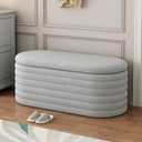 Storage Ottoman Bench 40 inch Upholstered Chenille Fabric Storage Bench for Bedroom End of Bed Stool Aesthetic Large Storag Ottoman for Living Room Entryway,Light Grey, 40"D x 17"W x 16"H