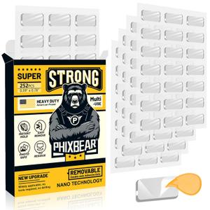 PHIXBEAR Large Mounting Putty No Residue, Double Sided Tape Glue Adhesive Dots Clear Museum Sticky Tack, Picture Hanging Strips Fixed Posters Decor Art Craft Party, 0.39 x 0.78 in (252 Pcs)