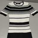 ZESICA Women's Short Sleeve Crewneck Striped T Shirt 2025 Summer Ribbed Knit Slim Fit Casual Basic Tee Tops (Ivory)