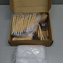 Sinload 25 Sets Birthday Favors for Guests 25 Thanks for Coming Bamboo Pens 25 Wooden Bookmarks 25 Cards with Organza Bag for Adult Birthday Wedding Anniversary Party Souvenir(50th)