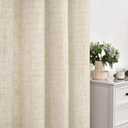 YoungsTex Linen Curtains 48 Inch Length, Short Semi Sheer Drapes with Rod Pocket Back Tab Light Filtering for Kitchen Bathroom Windows, 2 Panels, 30 X 48 Inch
