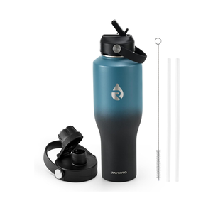 40 oz Insulated Water Bottle with Straw fit in Car Cup Holder, Triple Wall Vacuum Stainless Steel(Cold 48 hrs, Hot 24 hrs), Leakproof & Non-BPA, Hydro Travel Flask with Straw and Spout Lid