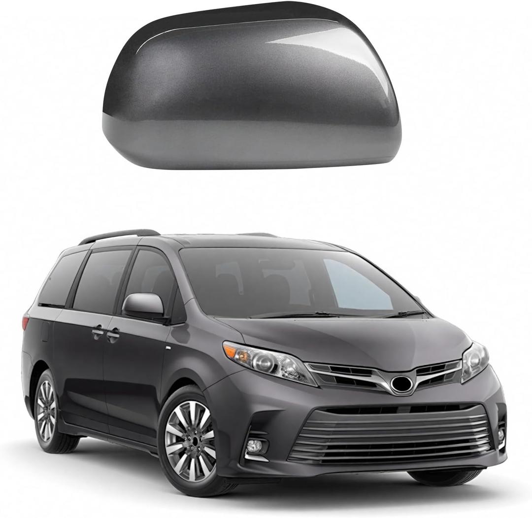 Gray Side Mirror Cover Caps for 2011-2020 Toyota Sienna, Directly Replace Style Not Sticker
