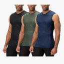 DEVOPS 2 Pack Men's Athletic Compression Shirts Sleeveless, Small (Blue & Black)
