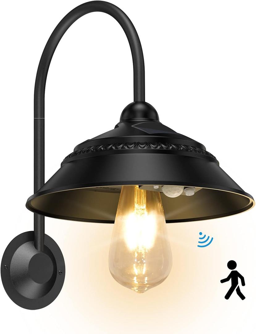 Solar Barn Light Outdoor With 3 Lighting Modes & Motion Sensor Wall Sconces, Rustic Chicken Coop Lights, Waterproof Wall Mount Light for Barn/Shed/Farmhouse/Porch