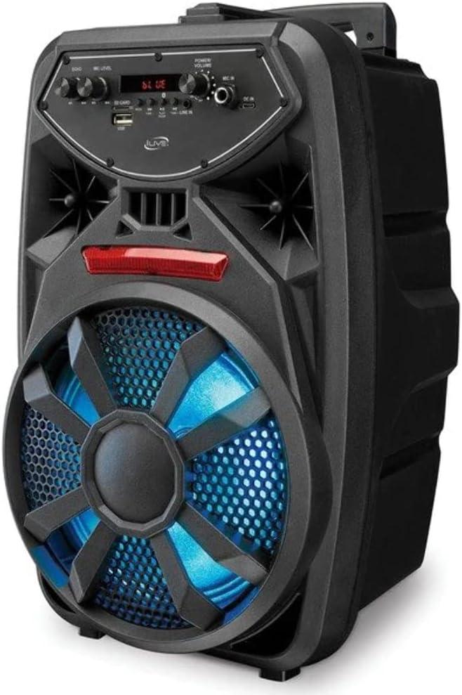 iLive Electronics Wireless Tailgate Party Speaker, LED Light Effects, Built-in Rechargeable Battery, Black (ISB380B)