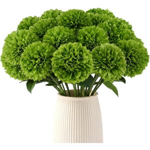 12 Pcs Artificial Flowers Green Silk Flowers Centerpieces for Tables Fake Flowers for St Patricks Day Decorations Home Decor Floral Arrangement