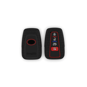2PCS Snugfit Key fob Cover for Toyota 2020 2021 2022 Toyota RAV4 XLE Camry Hybrid XSE Corolla Avalon Smart Ke (Silicone, Blue & Black)