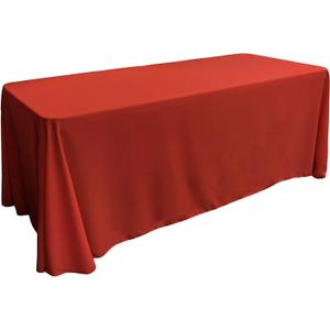 LA Linen Polyester Poplin Washable Rectangular Tablecloth, Stain and Wrinkle Resistant Table Cover 90x132, Fabric Table Cloth for Dinning, Kitchen, Party, Holiday 90 by 132-Inch, Red