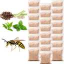 24 Pack Wasp Repellent Pouches for Indoor Outdoor Peppermint Oil Bee Repellent, Keep Carpenter Bees, Hornets and Yellow Jackets Away from Patio, Yard, Garden, Natural Wasp Deterrent Safe for Pets