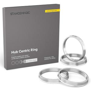 STANCEMAGIC Hubcentric Rings (Pack of 4) - 64.1mm ID to 66.1mm OD - Silver Aluminum Hubrings - Only Fits 64.1mm Vehicle Hub and 66.1mm Wheel Centerbore - Compatible with Honda Acura