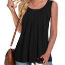 Anymeet Womens Tank Tops 2026 Spring Sleeveless Tunic Casual Basic Tshirts with Leggings Loose Pleated Blouses, Size: XXL