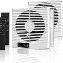 2PCS 8" Room to Room Fan with Remote, 320 CFM Room to Room Air Transfer Fan, 10 Speeds Quiet DC Motor Through Wall Fan & Exhaust Vent for Bedroom, Laundry, Kitchen, Garage, ETL Certified