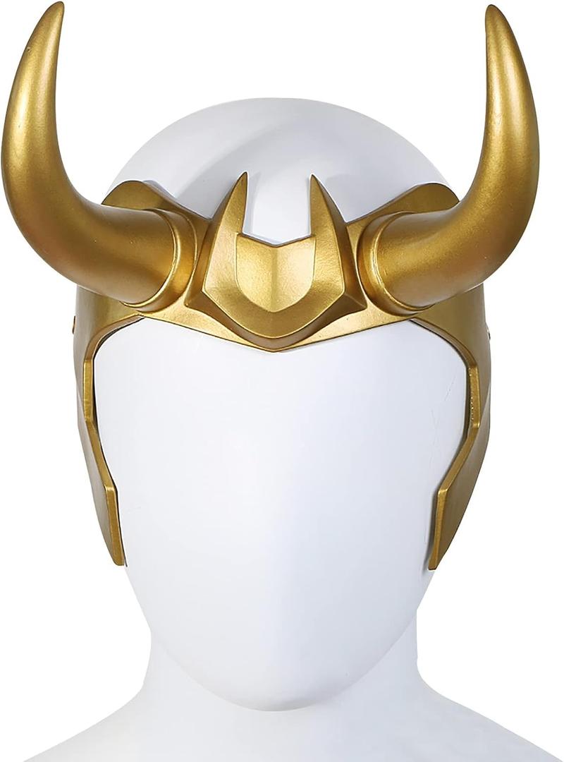 nezababy Superhero Horns Helmet Crown PVC Golden Headpiece Halloween Cosplay Costume Props Accessory for Adults