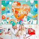 2 x HOWAF Doctors Appreciation Week Banner, Orange and Green, 72.8 x 43.3 Inch, Foldable, Weather Resistant, Professional, Party Banner for Healthcare Facility, Wall Mount, Standard Banner