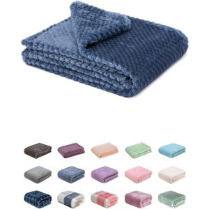 Fuzzy Blanket or Fluffy Blanket for Baby, Soft Warm Cozy Coral Fleece Toddler, Infant or Newborn Receiving Blanket for Crib, Stroller, Travel, Decorative (28Wx40L, XS-Smoked Blue)