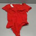 FeelinGirl Short Sleeve Bodysuit for Women V Neck Tummy Control Shapewear Seamless Thong Body Suits Tops (Red, XL)