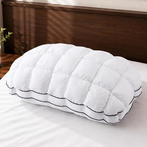 YOUR MOON Soft Support Pillow Queen Size, 100% Cotton Noiseless Cover Pillow, Fluffy Down-Alternative Filling Pillows for Sleeping, Luxury Hotel Bed Pillows for Side Sleepers (White)