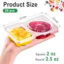 2 x 20 Pack 4.5 oz Snack Pack Containers with Lids, 2 Compartment Snack Boxes Small Plastic Portion Control Condiment Container for Dipping Sauce, Travel Snacks, Lunch